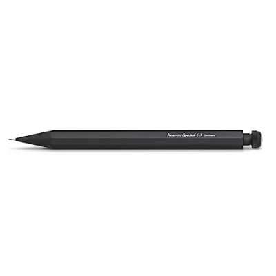 Imagen de Kaweco SPECIAL Portaminas de 0,3 mm, negro, aluminio en formato octogonal ocho caras, lápiz minas 14 cm, recargable, color negro con goma borrar