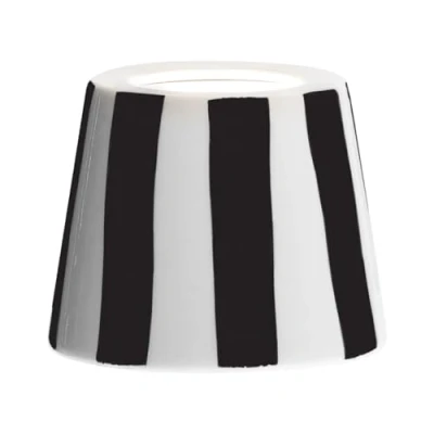 Imagen de Zafferano, Cover Poldina, Pantalla de Cerámica Decorada a Mano, Compatible con las Lámparas Made in Italy, Ø13 x 10 cm, Color Blanco Rayas Negras