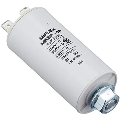 Imagen de Condensador de Arranque del Motor 6µF, 450 V, 30 x 58 mm, Conector M8; Miflex, 6uF