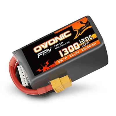 Imagen de OVONIC Batería Lipo 6s 1300mAh 22.2V 120C con Conector XT60 para RC FPV Helicóptero Avión Quadcopter Hobby Racing