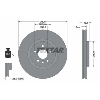 Imagen de TEXTAR 92300505 Disco de freno JAGUAR: