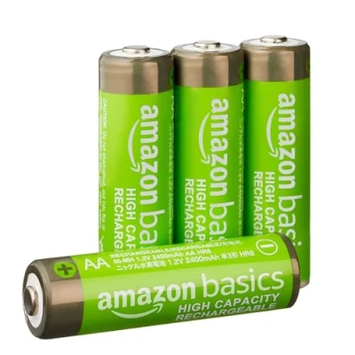 Imagen de Amazon Basics Pilas AA NiMh recargables de alta capacidad, precargadas, paquete 4 (el aspecto puede variar)