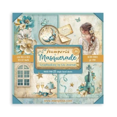 Imagen de Stamperia Scrapbook Paper Pad for Scrapbooking, Albums, Card Making, Bullet Journalling and More, Acid Free, Single Face, Perfect Hobbies, Crafts, Gifting (Masquerade) (30.5 x 30.5cm)