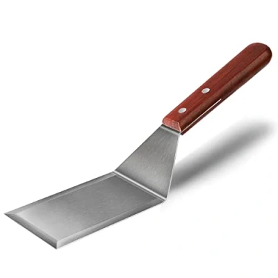 Imagen de KLAQQED Espatula Cocina Paleta Utensilios Espátula De Acero Inoxidable Con Mango Madera Espátulas Metal Para La Barbacoa Hamburguesa