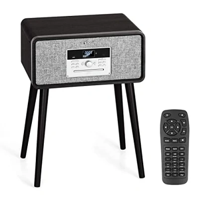 Imagen de Auna Tocadiscos de Vinilo Vintage, Incluye Altavoces con Sistema Estéreo, para Musica, Bluetooth,CD &amp; USB, Reproductor Retro, Potente Sonido, Dab+/FM Radio