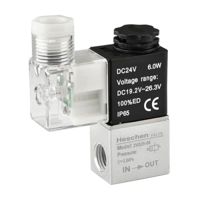 Imagen de Heschen Electroválvula neumática eléctrica 2V025 08 24VDC PT1/4 2/2 vías normalmente cerrada