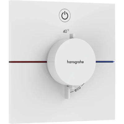 Imagen de hansgrohe ShowerSelect Comfort E, termostato empotrado , grifo con botón de seguridad (SafetyStop) a 40 C, rectangular para ducha y bañera, mezclador 1 función, blanco mate