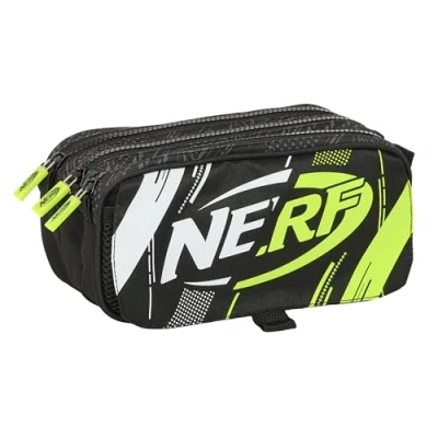 Imagen de Safta NERF GET READY Portatodo Triple Big, Estuche Infantil, Niño, Ideal para Niños en Edad Escolar, Cómodo y Versátil, Calidad Resistencia, 21.5x8x10 cm, Color Negro