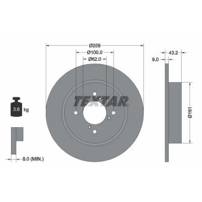 Imagen de TEXTAR PRO 92231403 Disco de freno 259 9 04/07 100 macizo revestido sin perno sujeción rueda, buje rueda SUZUKI: SWIFT 4