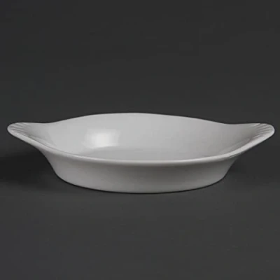 Imagen de Paquete de: 6 Platos ovalados redondeados con asas blancos 156 x 126mm Olympia