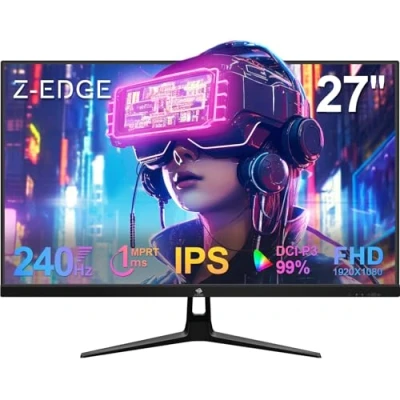 Imagen de Z Edge Monitor PC Gaming Curvo 27&#039;&#039; 240 Hz, 1ms, IPS Panel, Pantalla FHD(1920x1080) con HDMI Cable, FreeSync, 400cd/m², 2.0*2 &amp; DP 1.4*2, Inclinación Ajustable, Marco Ultra Delgado, Montable VESA