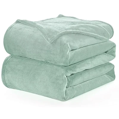 Imagen de WAVVE Manta Franela para Cama 90, Sofá 150x200 cm, de Microfibra, Suave, Cálida, Transpirable (Verde Salvia)