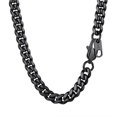 Imagen de PROSTEEL Collar Hombre Cuba Curb Chain cadena cubana serpiente chula gruesa de plata acero inoxidable perfecto regalo