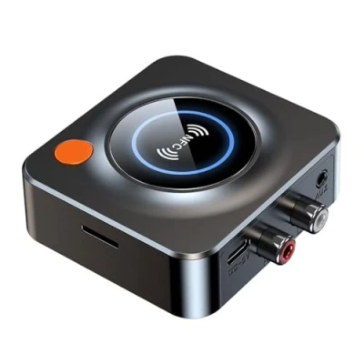 Imagen de eppfun Receptor Audio Bluetooth 5.3 Inalámbrico, Adaptador de Baja Latencia con NFC/3.5mm AUX/RCA/TF Ranura para Tarjetas Altavoz Home Stereo