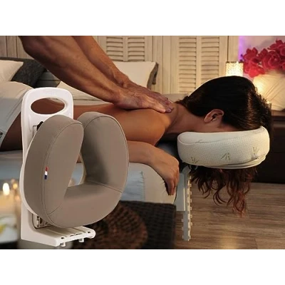 Imagen de Reposacabezas de Masaje, Tumbado o Sentado, para Cama Mesa, Regulable en Altura e Inclinación, Cojín Ergonómico con Memoria 8 cm, Plegable, Asa Transporte