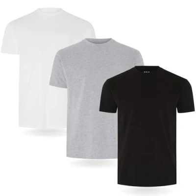 Imagen de FM London Camiseta (paquete de 3/5) para hombre, Negro, Gris, Blanco (Pack 3), XXL