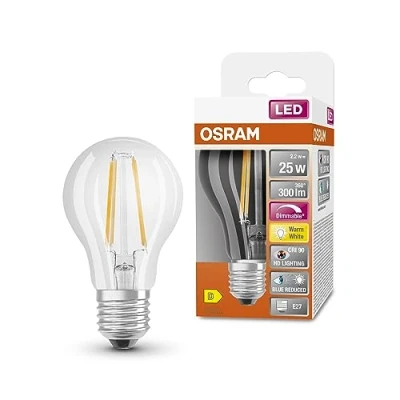 Imagen de OSRAM Lámpara LED SUPERSTAR+ CLASSIC A FIL 25, E27, forma bombilla, 2,2 W, 300 lm, 2700 K, luz blanca cálida, componente azul muy reducido, fatiga ocular reducida, regulable, optimo consumo de energía
