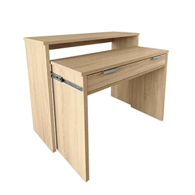 Imagen de mattfy Mesa de Escritorio Totalmente Extensible, Mesas para Ordenador, Color Cambria, Práctica y Funcional, Medidas: 90 cm (Ancho) x 33/64 (Fondo) 73/86,5 (Alto)