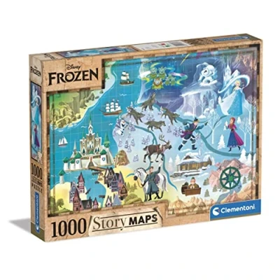 Imagen de Clementoni 1000pzs Does Not Apply 1000 Piezas Frozen, Maps, Puzzle Adulto Mapa Disney(39666), Multicolor, M