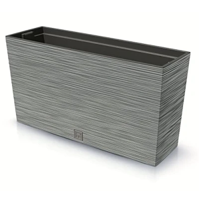 Imagen de Prosperplast Furu Case Medio Jardinera con Maceta Macetero Tiesto para Plantas Interior y Exterior Plástico Resistente Rectangular 77x23,5x40,6cm (Hormigón)