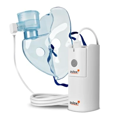 Imagen de Pulox IN 200 Vapo Nebulizador Inhalador portátil con mascarilla para adultos y niños resfriados o asmáticos Uso manos libres