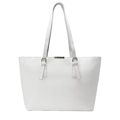 Imagen de David Jones Bolso de Mano Grande Mujer Tote Bag Shopper Piel PU Hombro Trabajo Shopping Gran Capacidad Cuero Compras Asa Larga Escuela Estudiante Moda Blanco