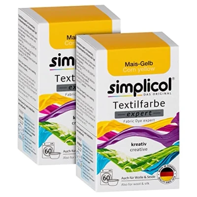 Imagen de simplicol Tinte textil expert 1701 Amarillo maíz 2 unidades Pintura para colorear creativamente fácil en la lavadora o manualmente