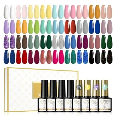 Imagen de ROSALIND Pintauñas Semipermanentes 40psc Con Base e Top Coat Brillante y Matt Primer Esmaltes Para uñas 36 Colores esmalte de 8ml UV LED Gel Nail Polish