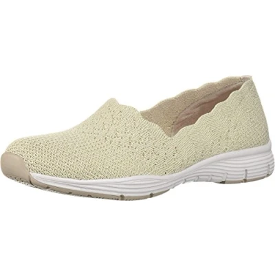 Imagen de Skechers Seager Stat, Zapatillas Mujer, Beige (Nat Black Flat Knit), 38 EU