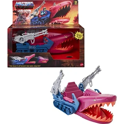Imagen de Masters of the Universe (Masters del Universo Orígenes) Vehículo Tanque Tiburón, coche de juguete (Mattel GXP43)