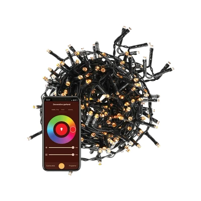 Imagen de Luces led muvit iO MIOGAR002, Guirnalda decorativa WiFi RGB+CCT, 20m/200 (+2m de cable power line), Negro