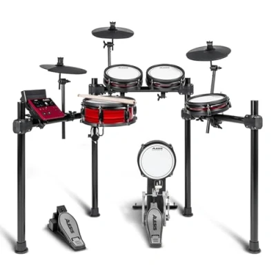 Imagen de Alesis Nitro Pro Set de batería electrónica con parches malla doble zona, 500+ sonidos BFD, Bluetooth, Drumeo, MIDI USB, compatible pedal