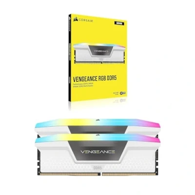 Imagen de CORSAIR Vengeance RGB DDR5 RAM 32GB (2x16GB) 6000MHz CL36 Intel XMP iCUE Memoria de Ordenador Compatible Blanco (CMH32GX5M2B6000C36W)