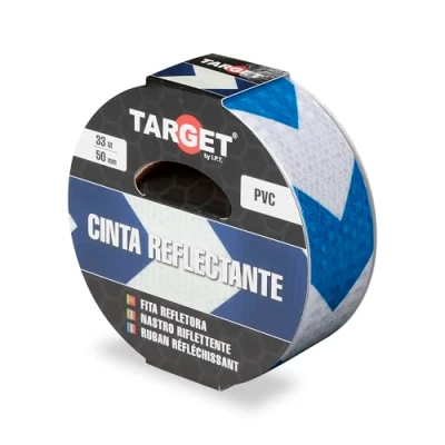 Imagen de TARGET Cinta Reflectante Adhesiva, Advertencia Señalización Marcaje Alta Visibilidad Peligro Seguridad (FLECHAS AZUL y BLANCAS, 33 M X 50 mm)