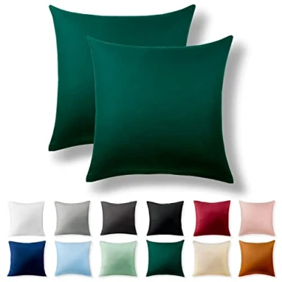 Imagen de Alreya Juego de 2 Fundas Almohada Renforcé 100% Algodón 60 x cm Verde Bosque Hipoalergénica con Cremallera YKK