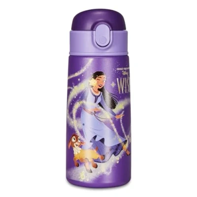 Imagen de WISH Botella térmica para niños con pajita, 460 ml, sin BPA, guardería, escuela primaria, de acero inoxidable, mantenimiento temperatura hasta 24 h