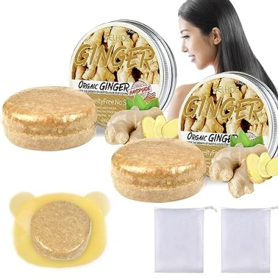 Imagen de Barra Champú Para El Crecimiento Del Cabello Jengibre, 2 Piezas De Solido Ginger Reparar DañAdo Y Promover