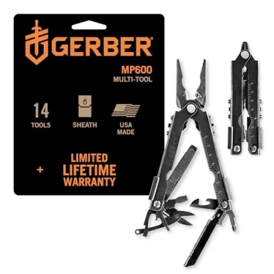 Imagen de Gerber Multiherramienta sin navaja con funda de nylon, apertura una sola mano y 14 funciones, MP600 Bladeless, Negro, 30 000952