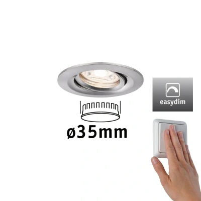 Imagen de Paulmann 92972 Luminaria empotrable LED Nova Mini Plus Coin red., orientable 1x4,2 W EasyDim, acero mate, lámpara aluminio, blanco cálido 2700 K 42