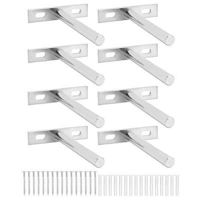 Imagen de QWORK® 8 Piezas Soportes Estantería Invisible 100mm Hierro Macizo para Estante de Madera y Decoraciones Pared