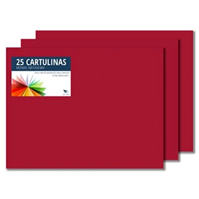 Imagen de Raylu Paper® Cartulinas 50x65cm, 25 Unidades, 180g/m². 50 x 65 cm de colores ideales para manualidades, oficina, dibujo, papiroflexia (Granate)