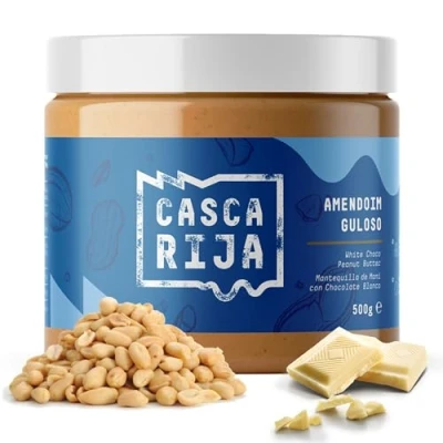 Imagen de CASCA RIJA: Crema de Cacahuete con Chocolate Branco 500g 89,8% Cacahuetes Tostados + 10% Blanco Canela Molida 0,01% Jengibre en Polvo 100% Cremosa Sin Trozos Cacahuetes, Vegan