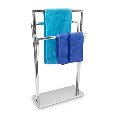 Imagen de Relaxdays de mano con soporte acero inoxidable tapa 3 varillas 86 x 50 20 cm superficie &amp; independiente cromado toallero brazos, diferentes tamaños alta barras en un estilo moderno, colour plateado metálico