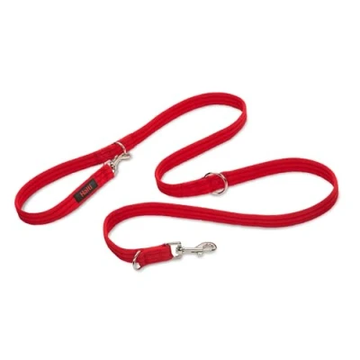 Imagen de Correa de adiestramiento HALTI multifunción con doble enganche, ideal para antitirones Entrenamiento canino. Cómoda sostener. Apta perros medianos y grandes (Talla L, Rojo)