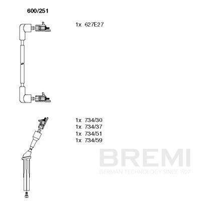 Imagen de BREMI 600/251 Juego de Cables Encendido 5 SAAB: 9 3 Hatchback