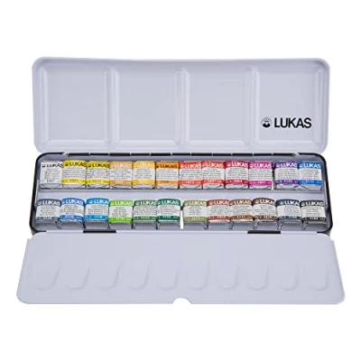Imagen de LUKAS Aquarell 1862, Acuarelas, Caja de Metal, 1,5ml, 24 Colores Surtidos