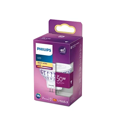 Imagen de Philips Bombilla LED Spot Foco 50W, GU5.3, 36 Grados Apertura, Luz Blanca Cálida, No Regulable