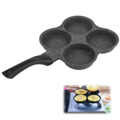 Imagen de 4 Orificios Sartén de Tortilla, Antiadherente Huevos para Desayuno Utensilio, Crepes Panqueques Hacer Sartenes