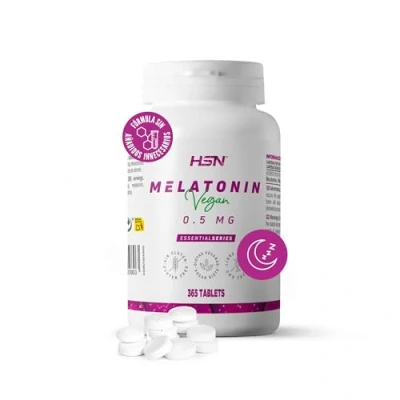 Imagen de HSN Melatonina 0,5mg 365 Tabletas de Acción Rápida La contribuye a disminuir el tiempo necesario para conciliar Sueño + Aliviar Jet Lag No GMO, Vegano, Sin Gluten
