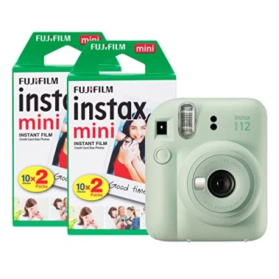 Imagen de Fujifilm Instax Mini 12 Cámara instantánea con Paquete de 40 películas Disparo, Color Verde Menta